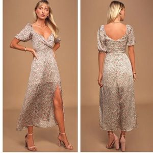 Lulus She’s a Wildflower Cream Floral Midi Dress